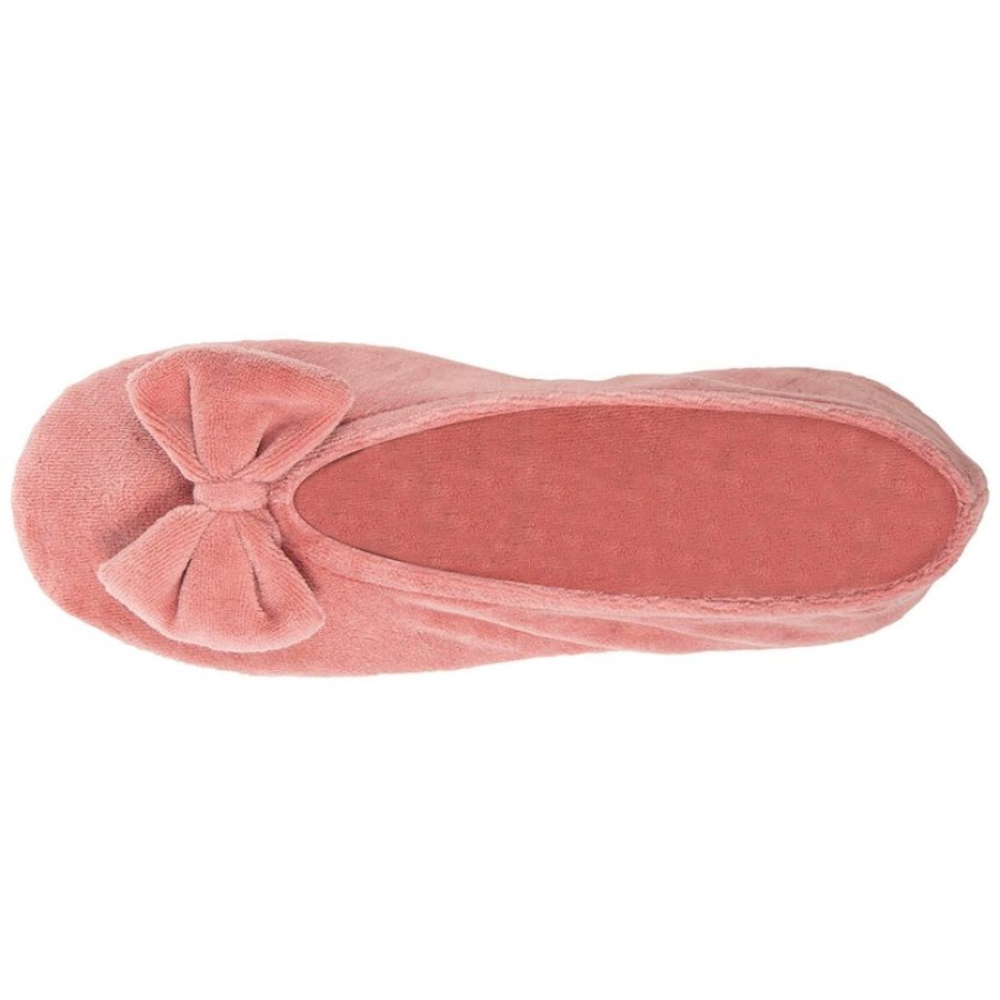 Femme Isotoner | Chaussons Ballerines Femme Noeud Rose