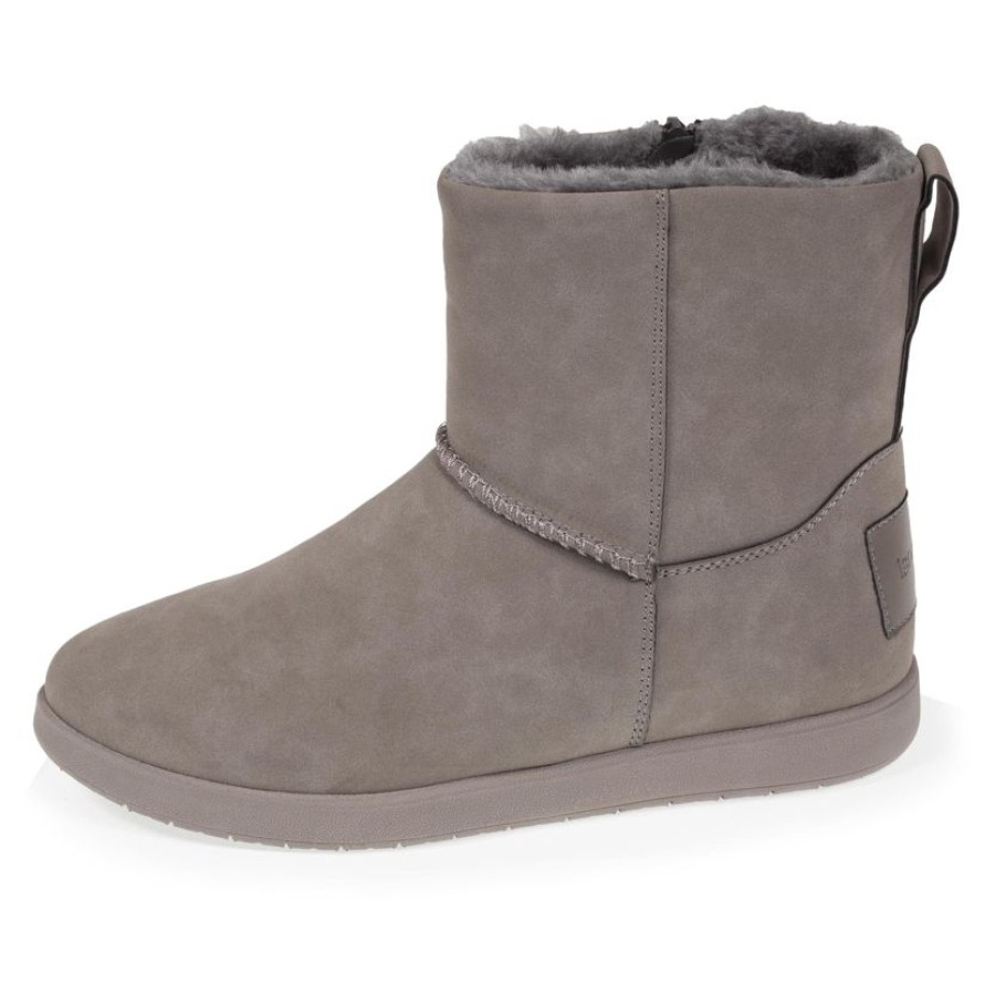 Femme Isotoner | Bottines Femme Zip Effet Nubuck Gris