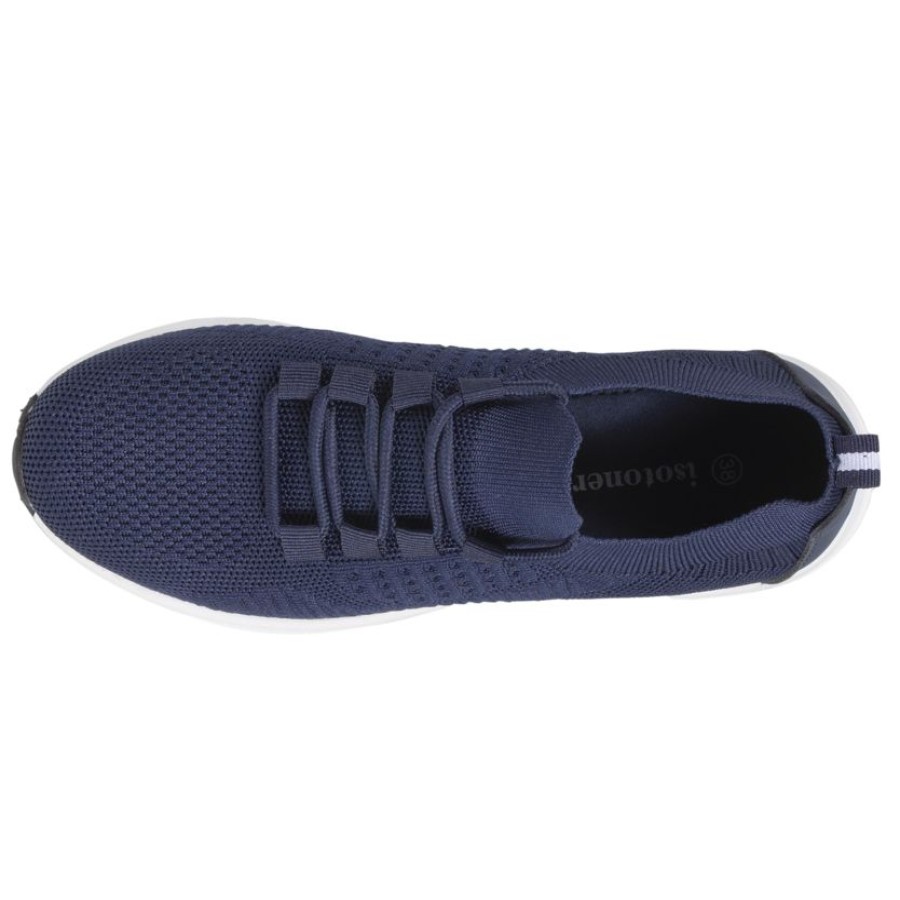 Femme Isotoner | Baskets Confort Femme Slip-On A Lacets Marine