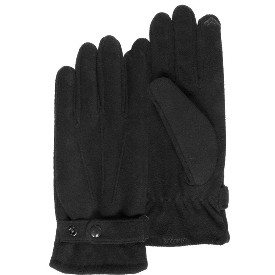 Homme Isotoner | Gants Homme Tactiles Patte De Resserrage Noir