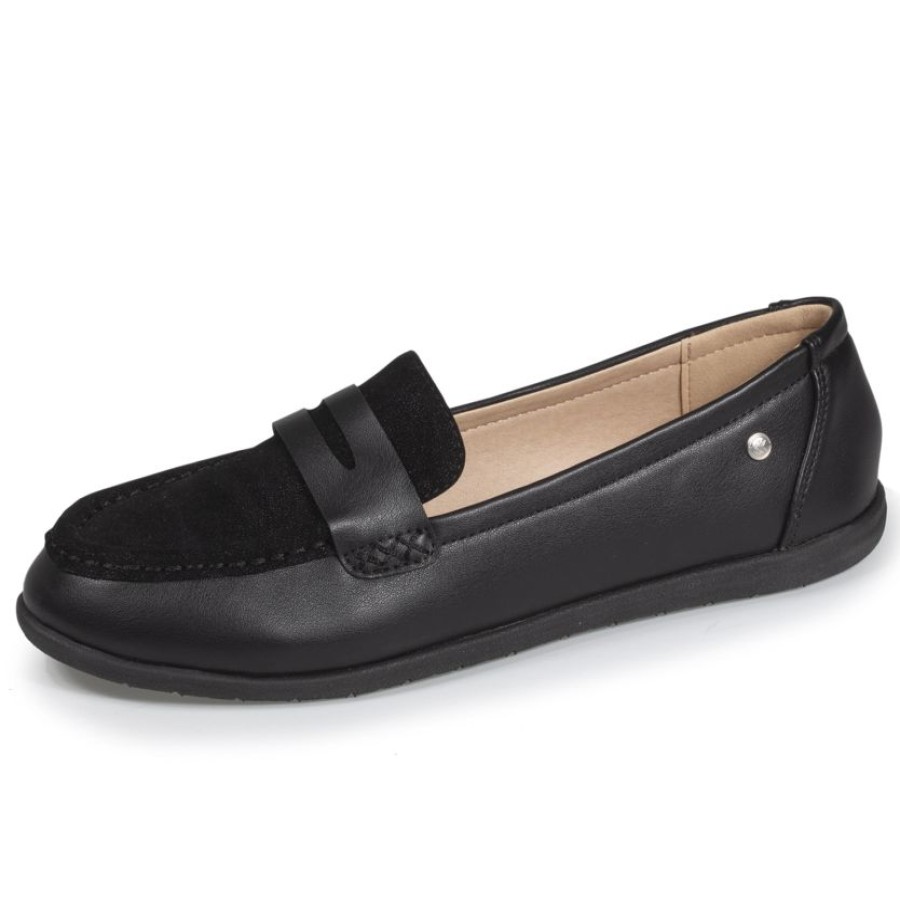 Femme Isotoner | Mocassins Femme Bi-Matiere Noir