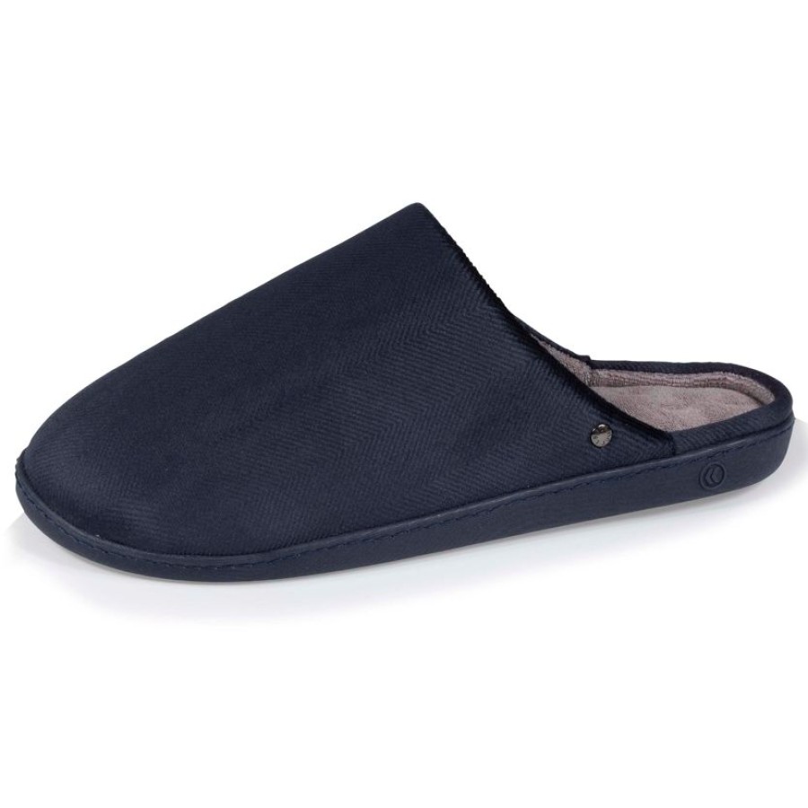 Homme Isotoner | Chaussons Mules Homme Velours Marine