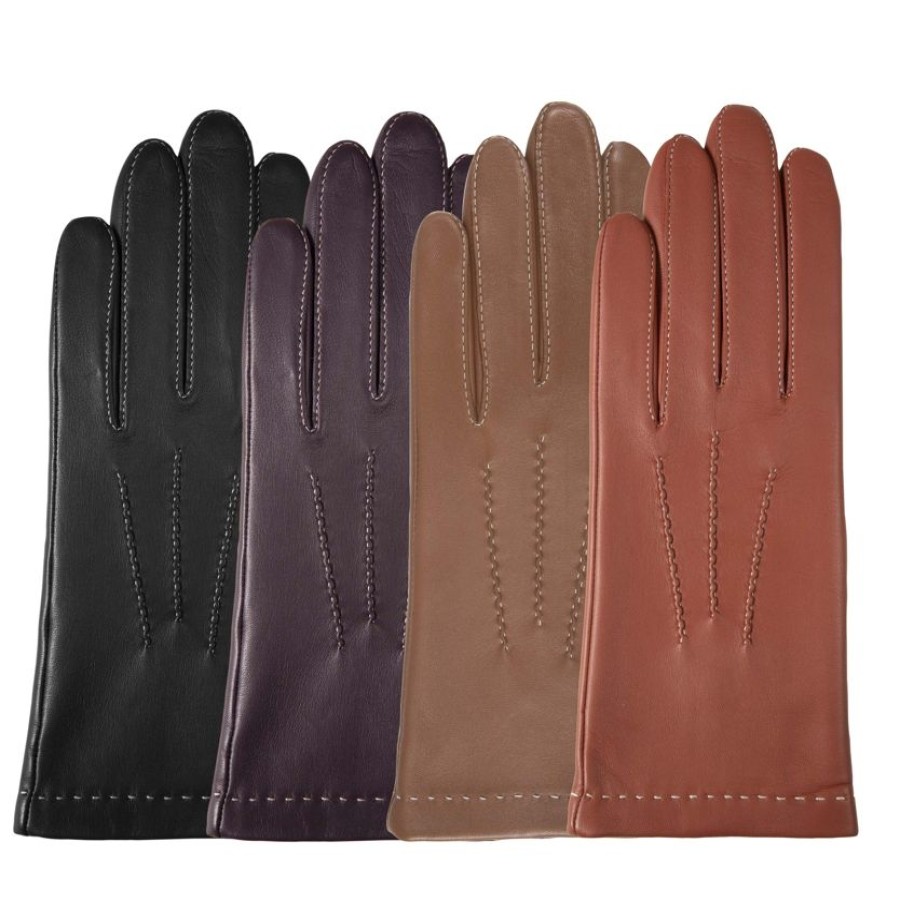 Femme Isotoner | Gants Femme 3 Baguettes Cuir Grenat