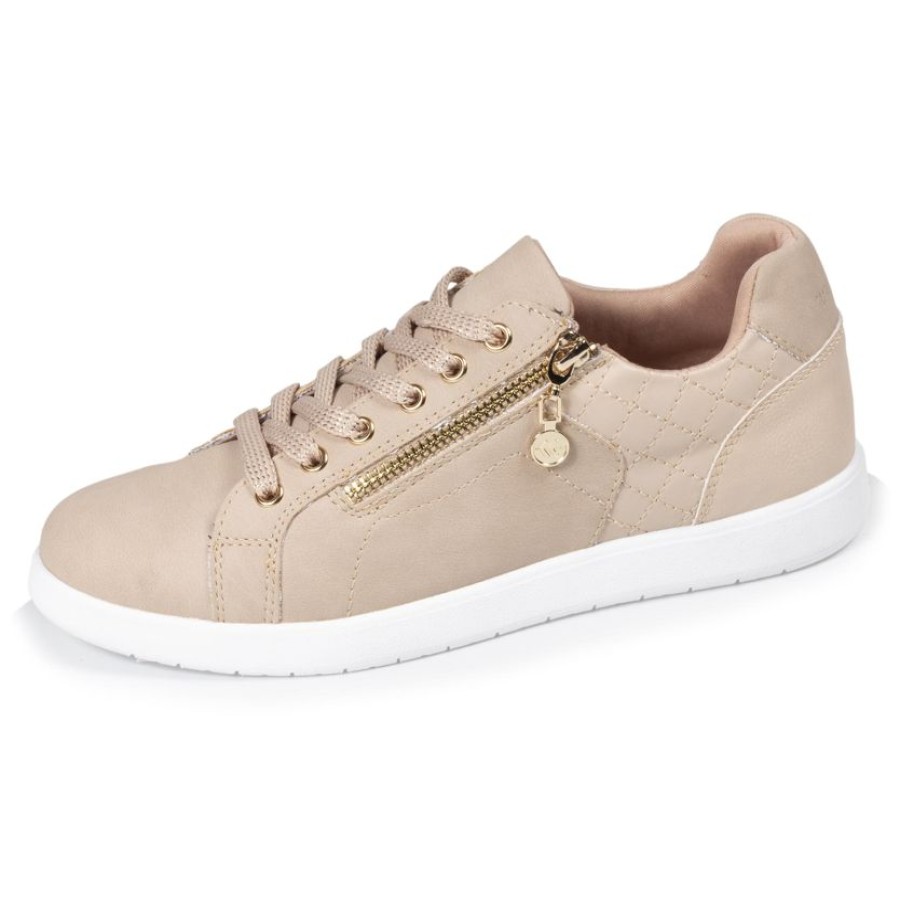 Femme Isotoner | Baskets Basses Femme Confort Plus Zippees Beige