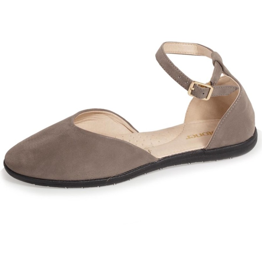 Femme Isotoner | Ballerines Femme Effet Suede Et Bride Taupe