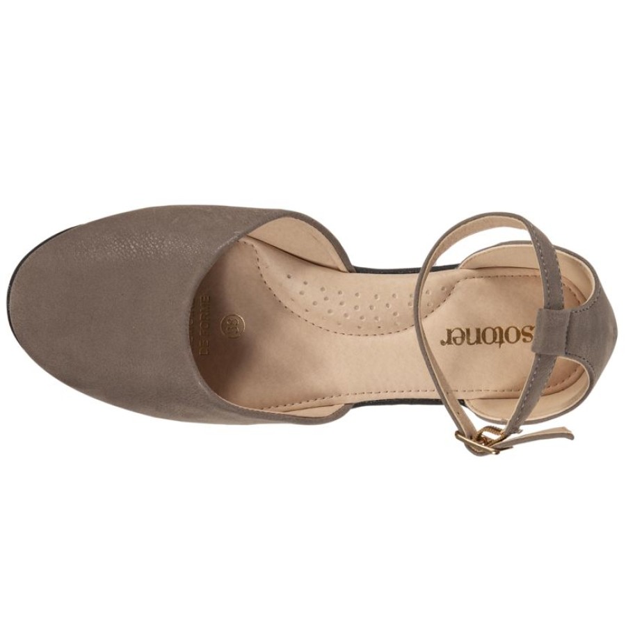 Femme Isotoner | Ballerines Femme Effet Suede Et Bride Taupe