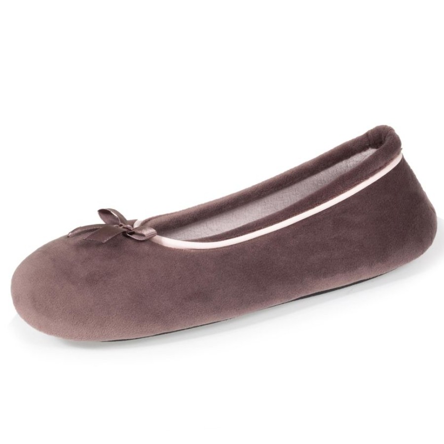 Femme Isotoner | Chaussons Ballerines Femme Taupe Pois