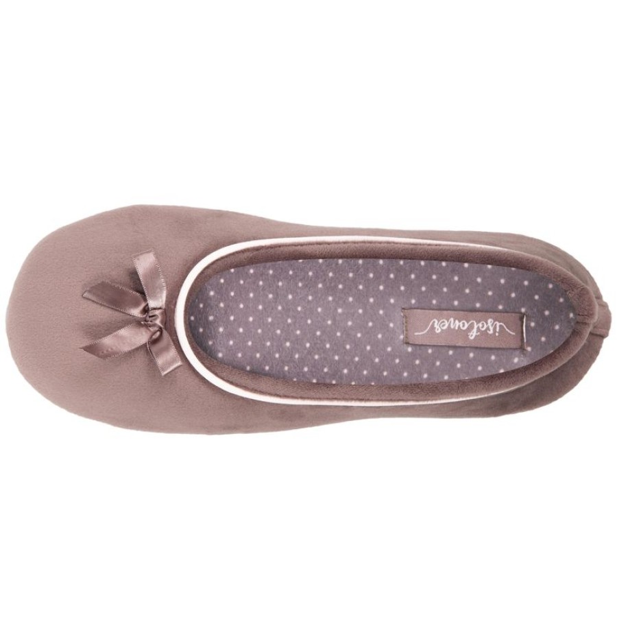 Femme Isotoner | Chaussons Ballerines Femme Taupe Pois