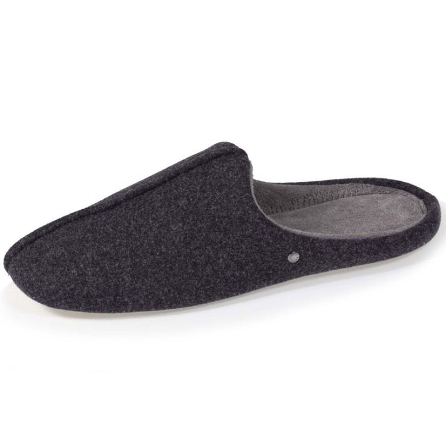 Homme Isotoner | Chaussons Mules Homme Feutrine Marine Chine