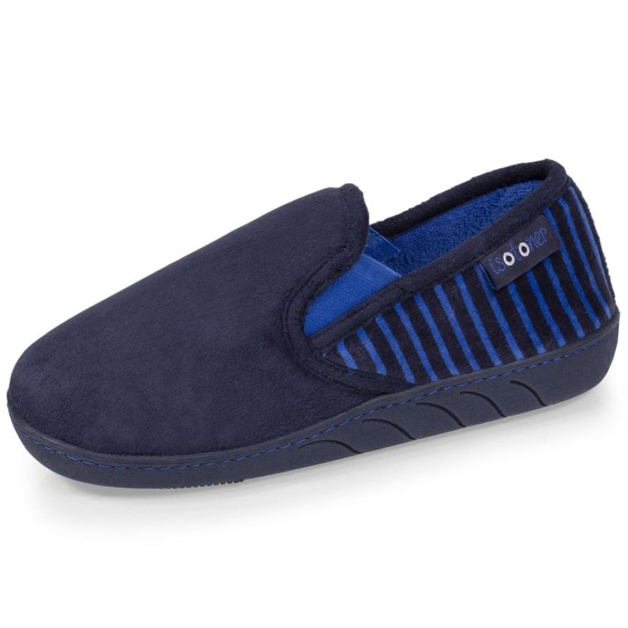 Enfant Isotoner | Chaussons Mocassins Junior Rayees Marine