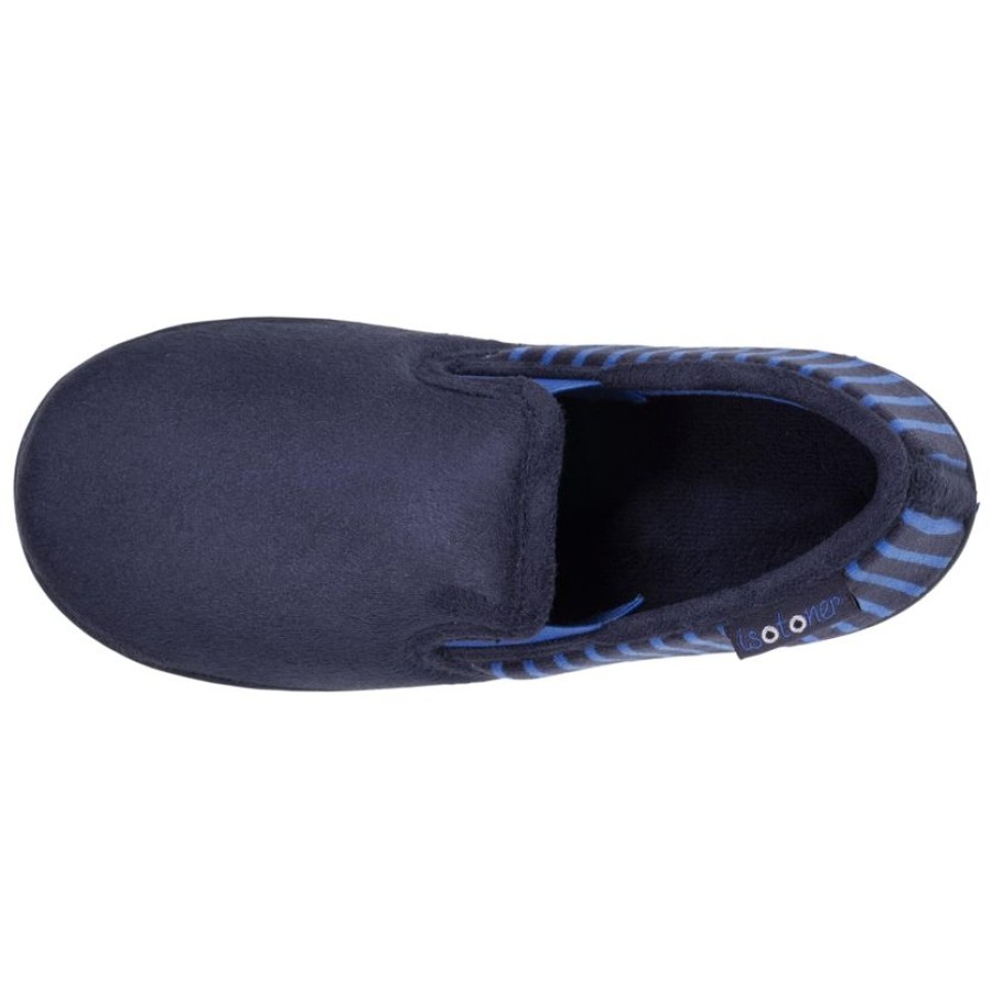 Enfant Isotoner | Chaussons Mocassins Junior Rayees Marine