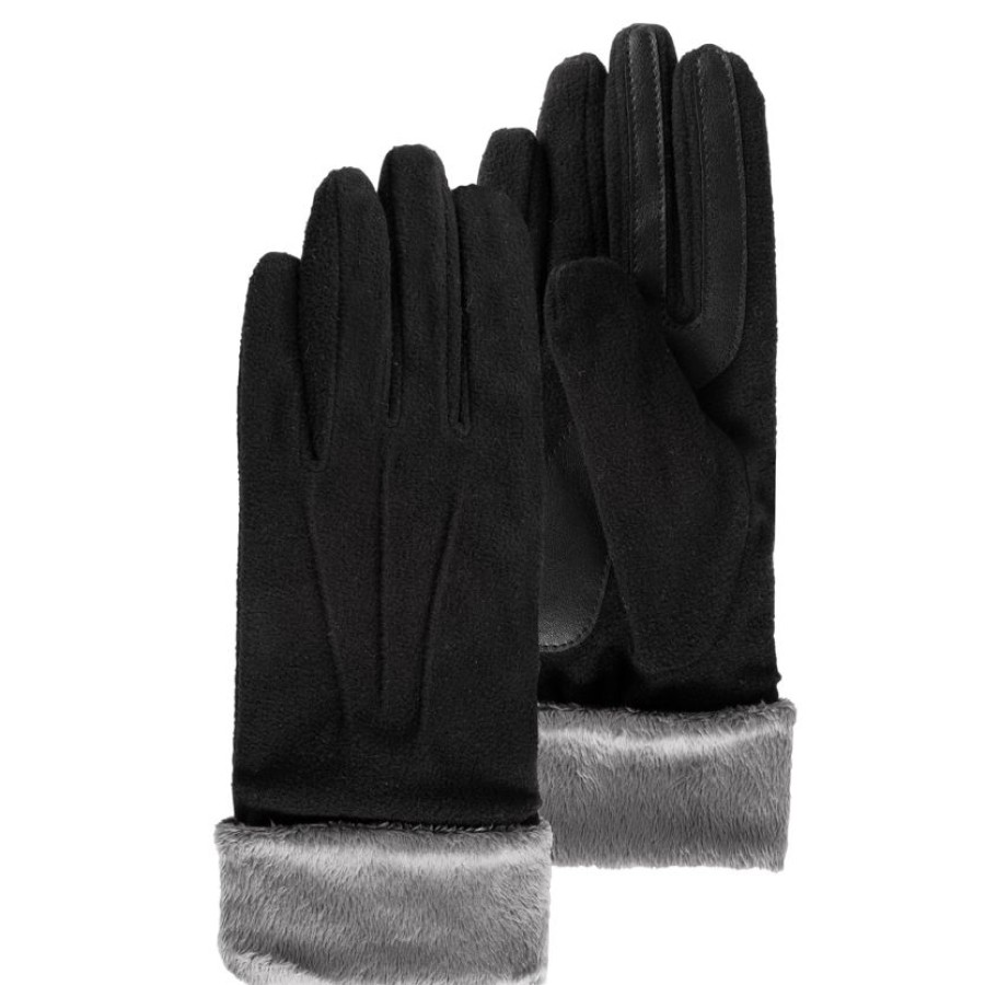 Femme Isotoner | Gants Femme Tactiles Polaire Doubles Noir