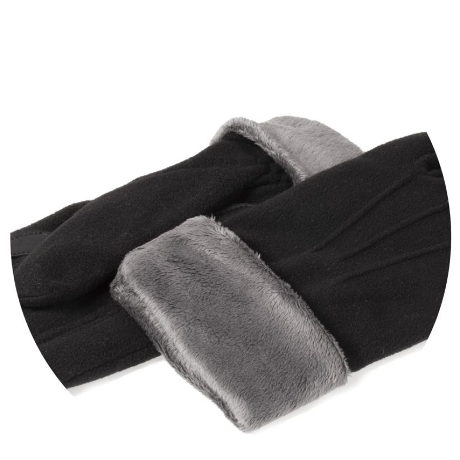 Femme Isotoner | Gants Femme Tactiles Polaire Doubles Noir