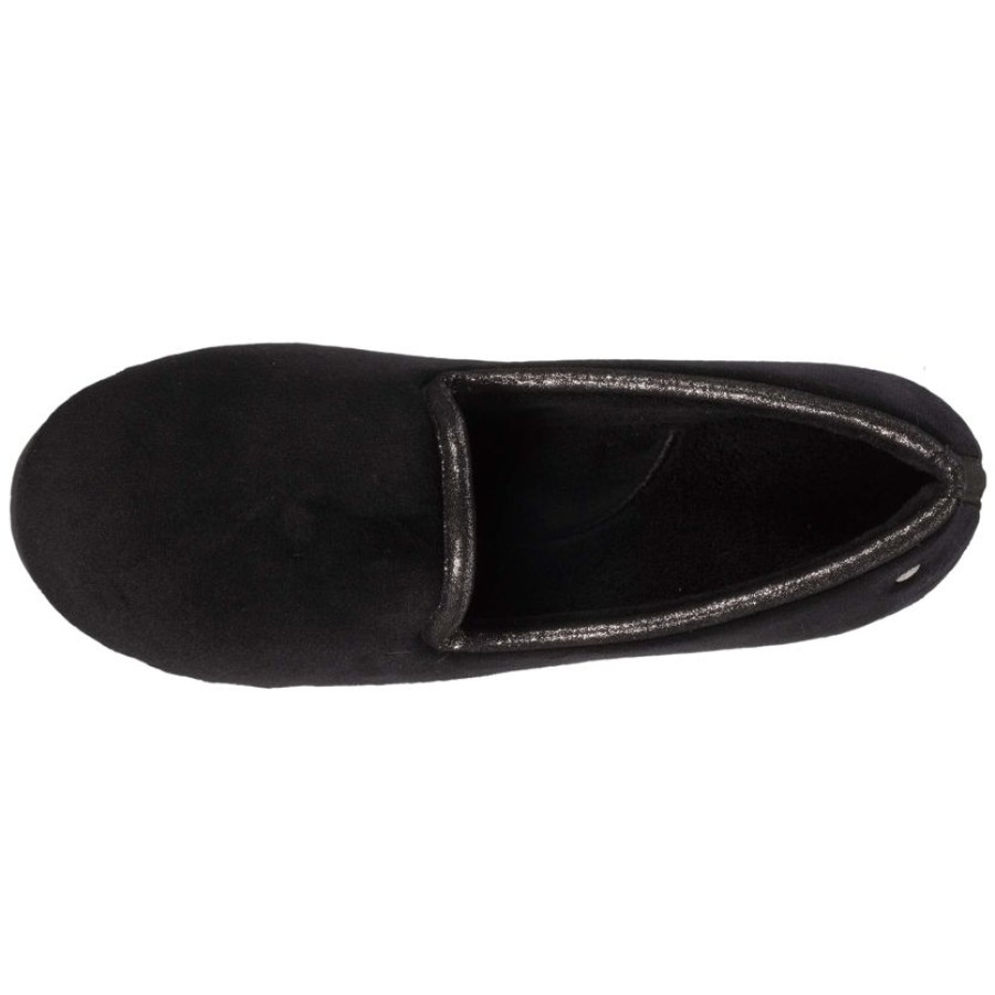 Femme Isotoner | Chaussons Charentaises Femme Brillant Noir