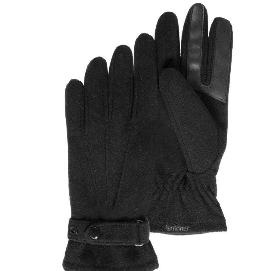 Homme Isotoner | Gants Homme Polaire Recyclee Noir