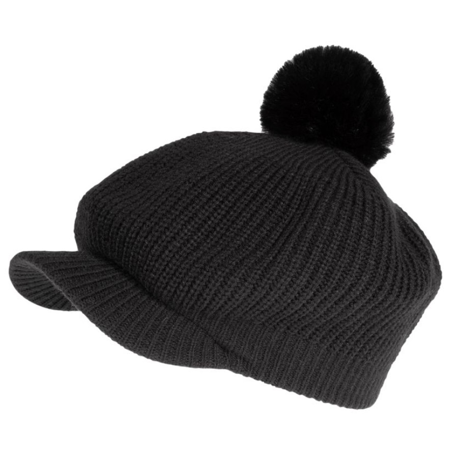 Femme Isotoner | Casquette Gavroche Femme Avec Pompon Noir