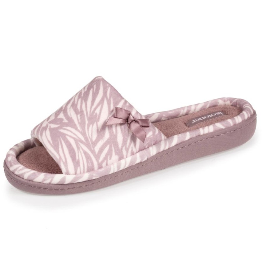 Femme Isotoner | Chaussons Sandales Femme Zebre Taupe