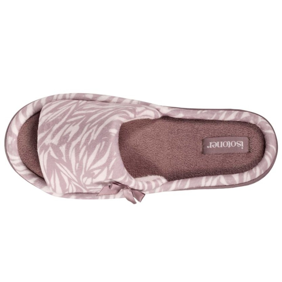 Femme Isotoner | Chaussons Sandales Femme Zebre Taupe