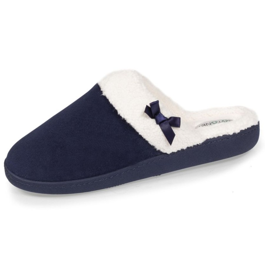 Femme Isotoner | Chaussons Mules Recyclees Femme Marine