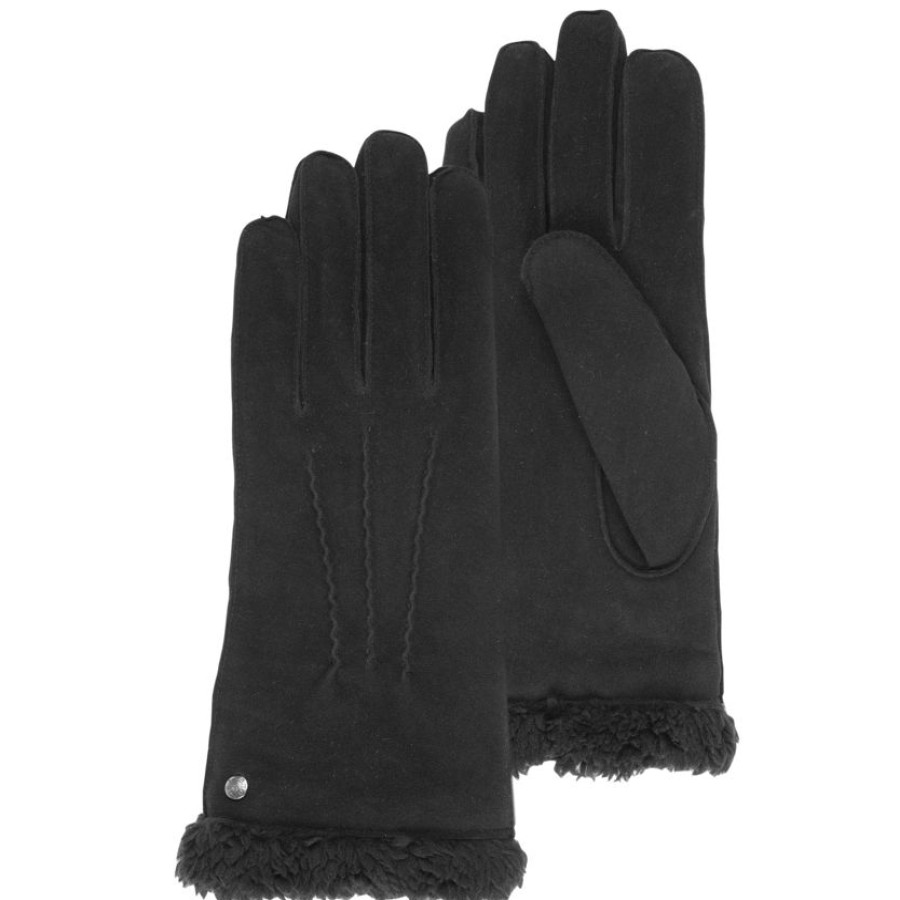 Femme Isotoner | Gants Femme Cuir Velours Fourres Noir