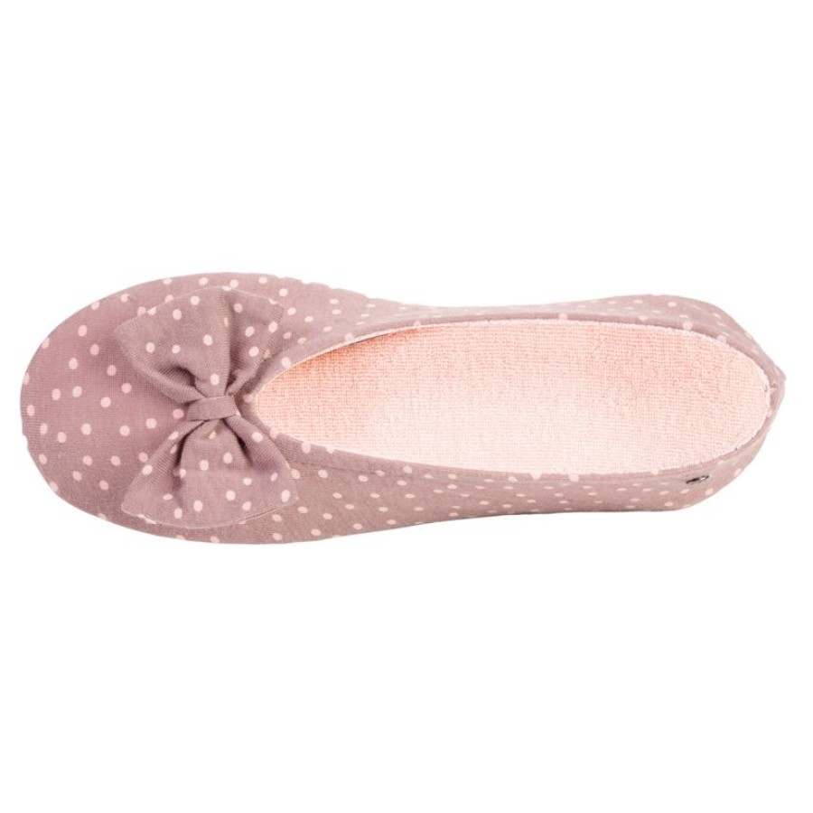 Femme Isotoner | Chaussons Ballerines Femme Noeud Pois