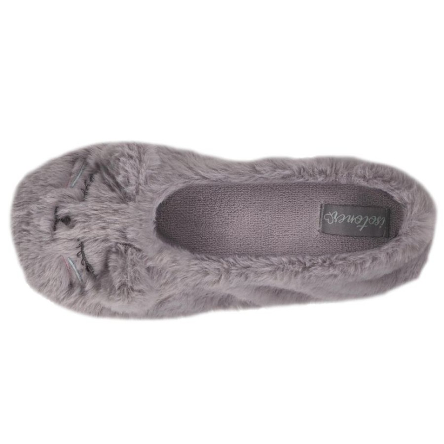 Femme Isotoner | Chaussons Ballerines Femme 3D Chat Gris