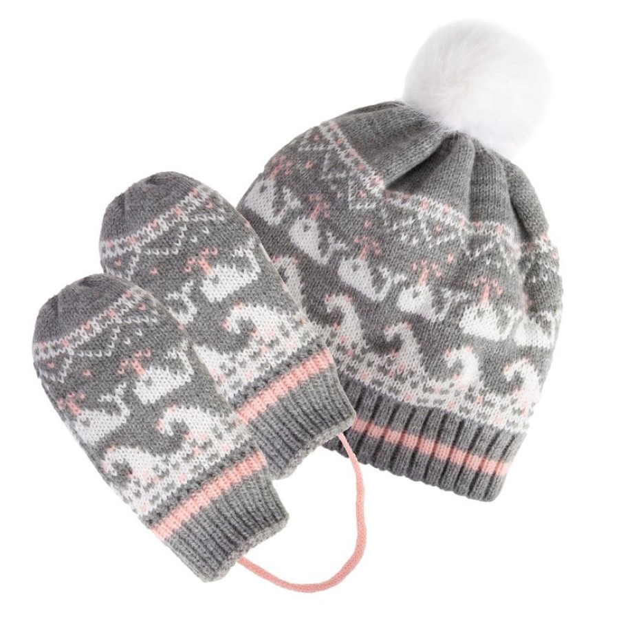 Enfant Isotoner | Moufles Jacquard Baleine 2/4 Ans Gris