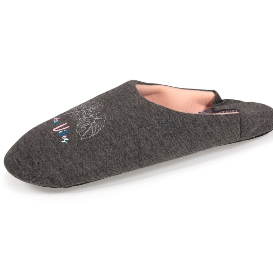 Femme Isotoner | Chaussons Babouches Femme Gris Summer Vibes