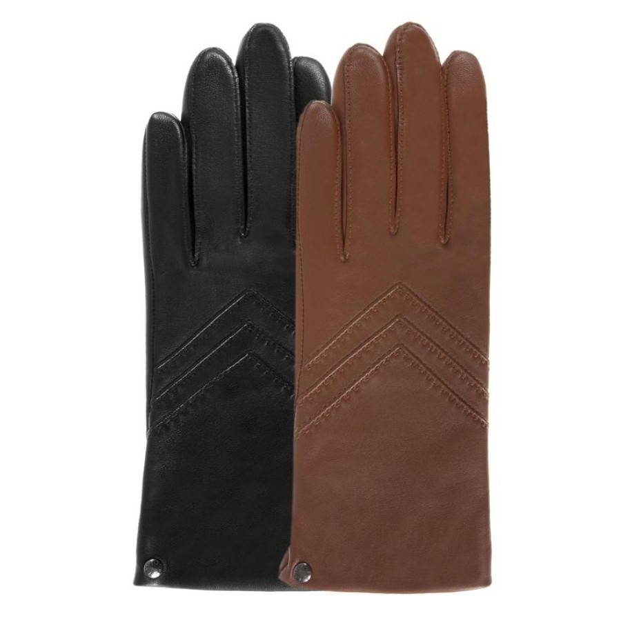 Femme Isotoner | Gants Femme Cuir Chevrons Cognac