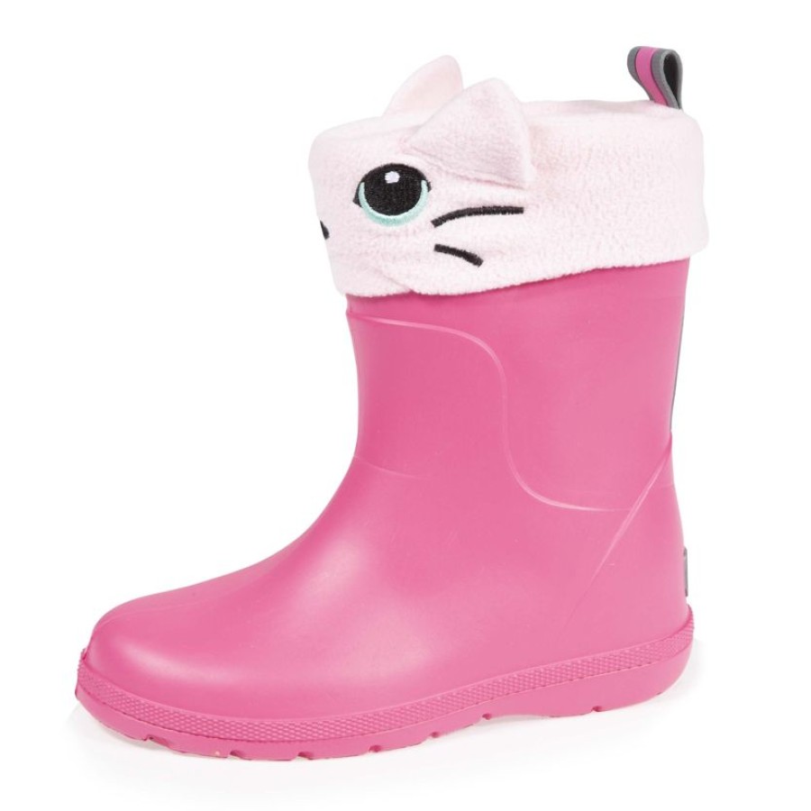 Enfant Isotoner | Bottes De Pluie Enfant Rose Et Chaussette Chat