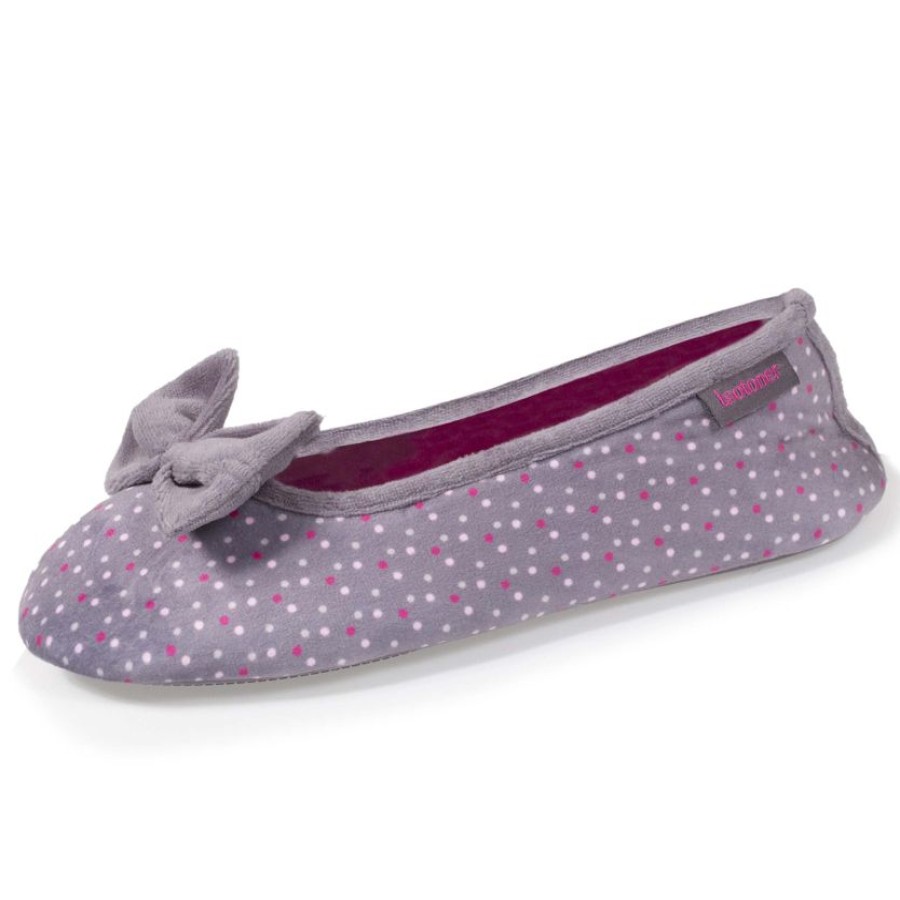 Femme Isotoner | Chaussons Ballerines Femme Pois Violet