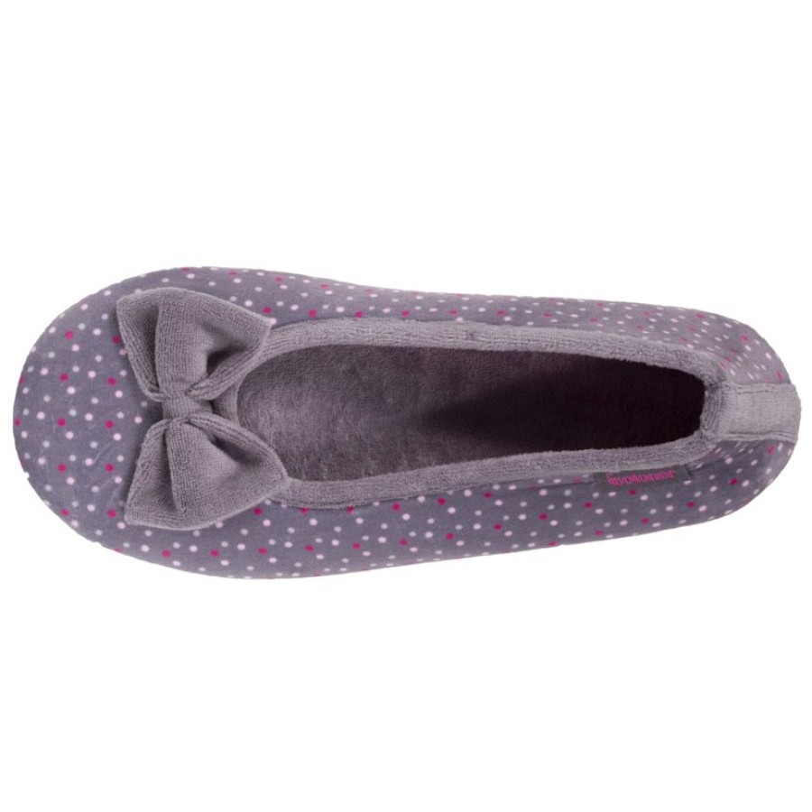 Femme Isotoner | Chaussons Ballerines Femme Pois Violet