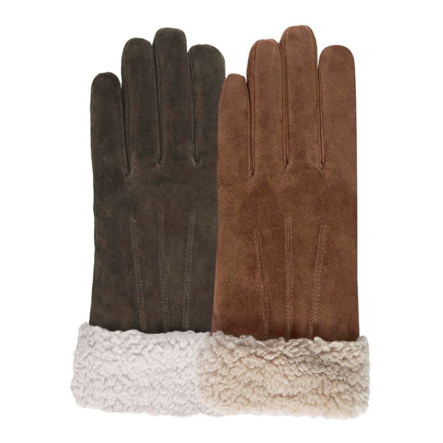 Femme Isotoner | Gants Femme Chocolat En Cuir