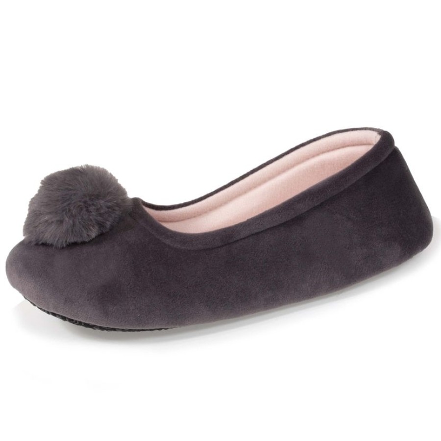 Femme Isotoner | Chaussons Ballerines Femme Pompon