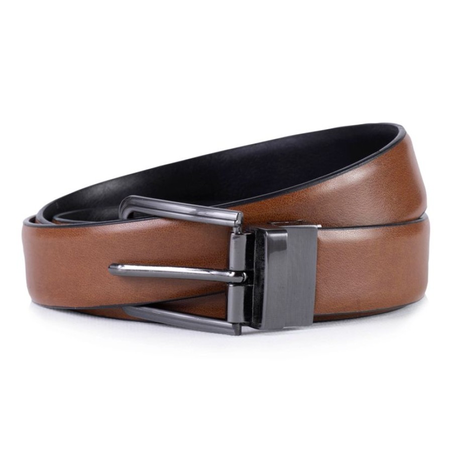 Homme Isotoner | Ceinture 2 En 1 Reversible Cognac