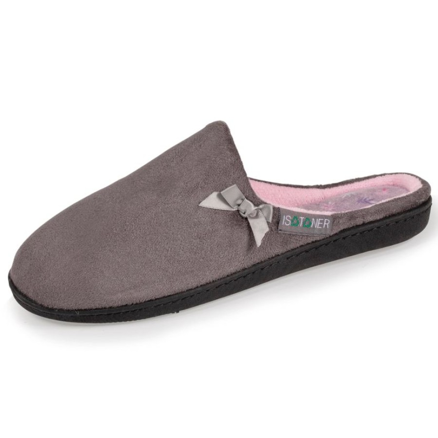 Femme Isotoner | Chaussons Mules 90%* Recyclees Femme Gris