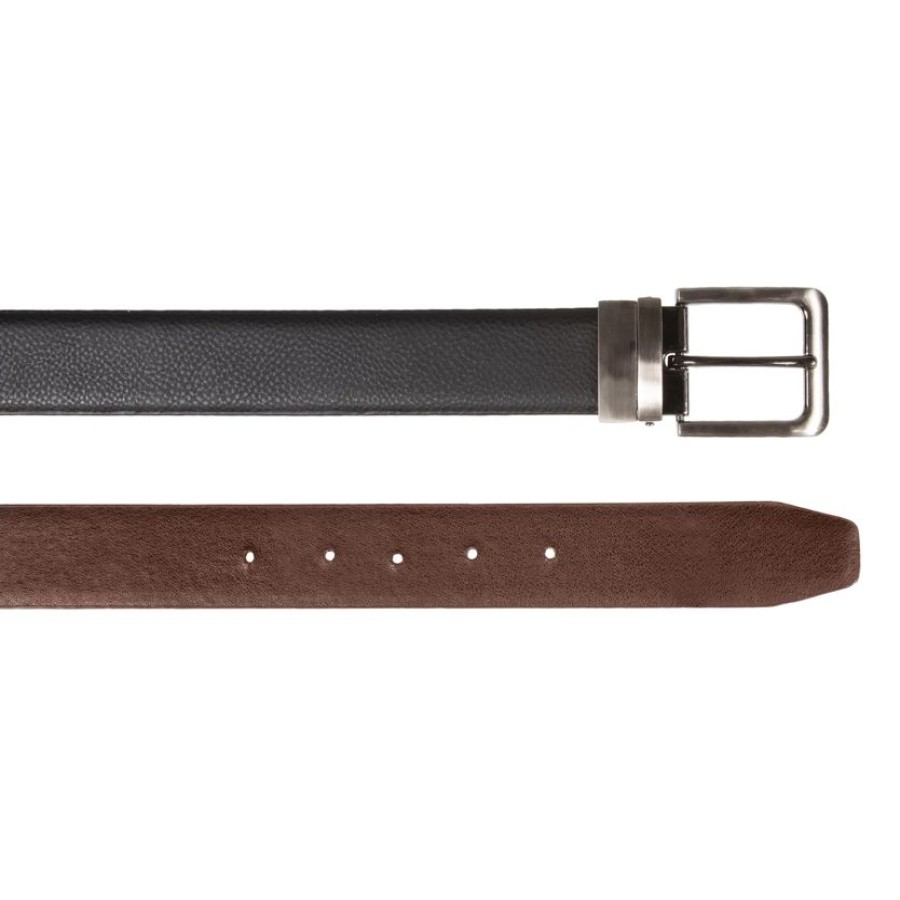 Homme Isotoner | Ceinture Homme 2 En 1 Graine Marron