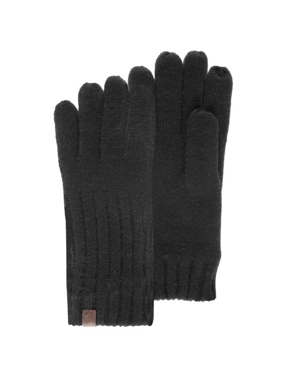 Homme Isotoner | Gants Homme Maille Cotelee Noir