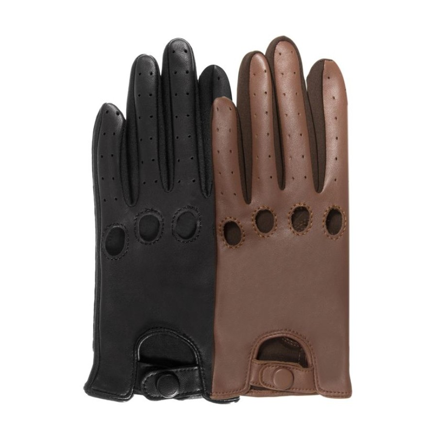 Femme Isotoner | Gants De Conduite Tactiles Cuir Femme Marron