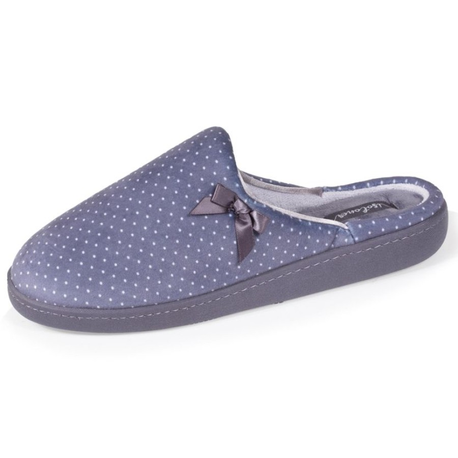 Femme Isotoner | Chaussons Mules Femme Pois Gris