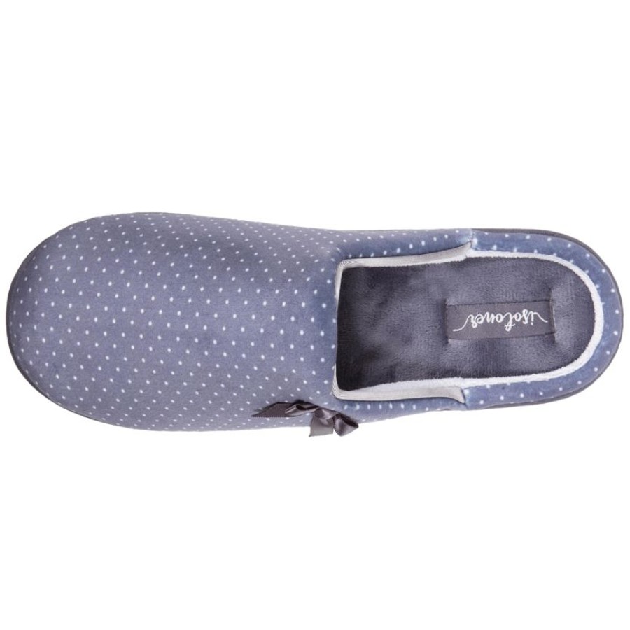 Femme Isotoner | Chaussons Mules Femme Pois Gris