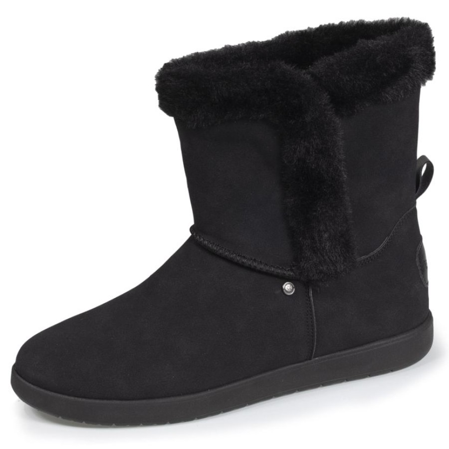 Femme Isotoner | Bottines Femme Fourrees Avec Revers Noir