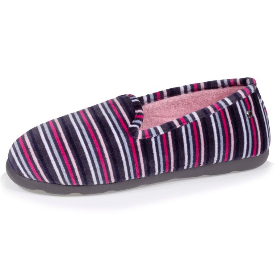 Femme Isotoner | Chaussons Slippers Femme Rayures