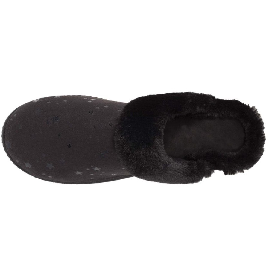 Femme Isotoner | Chaussons Mules Femme Talon Etoiles Noir