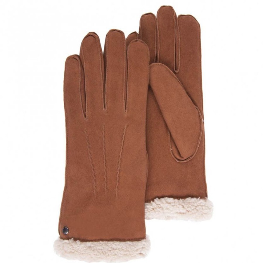 Femme Isotoner | Gants Femme Cuir Velours Fourres Cognac