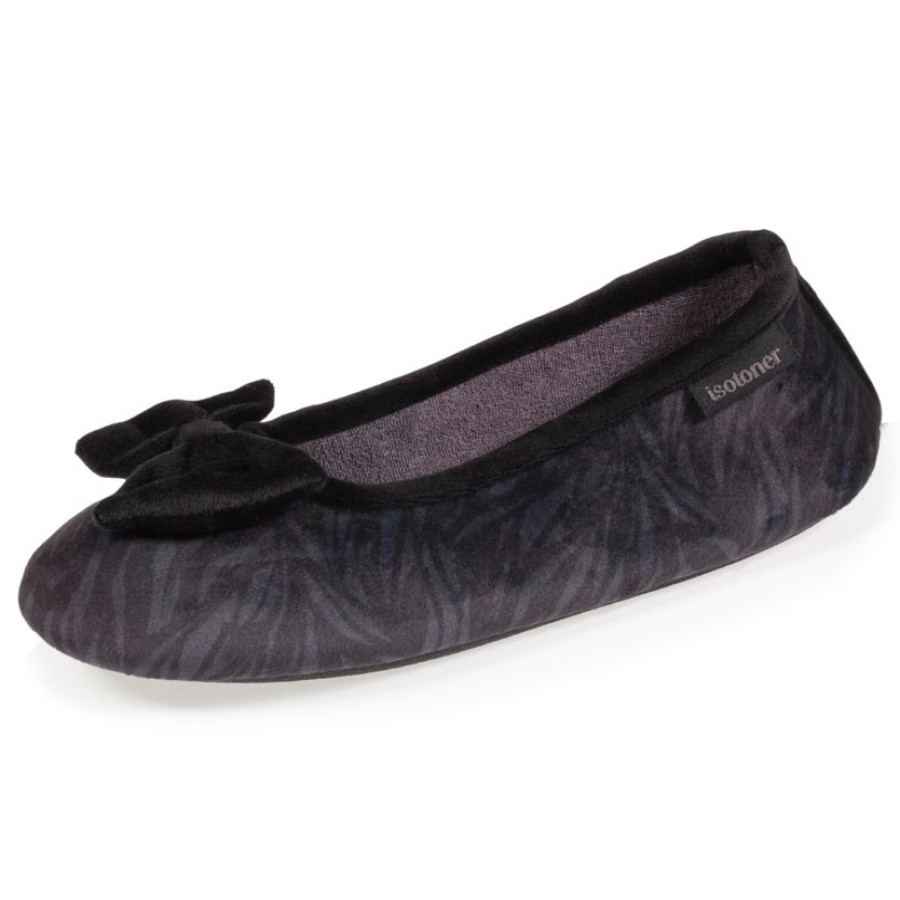 Femme Isotoner | Chaussons Ballerines Femme Zebre Noir