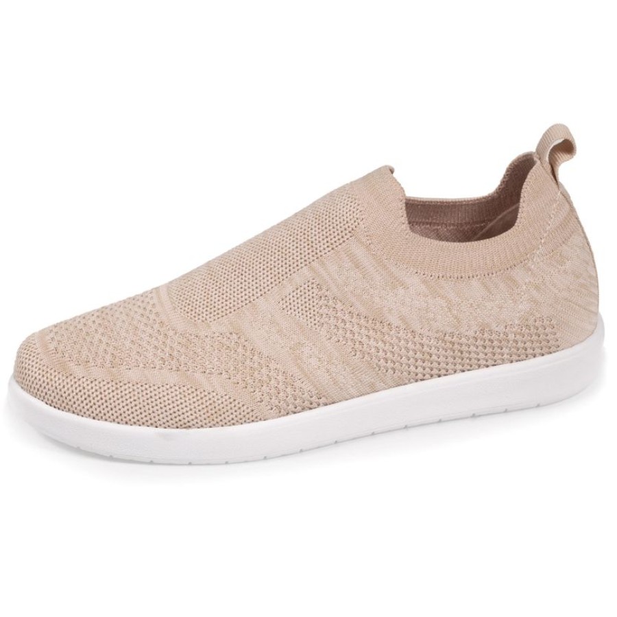 Femme Isotoner | Baskets Confort Femme Slip-On A Bandes Beige