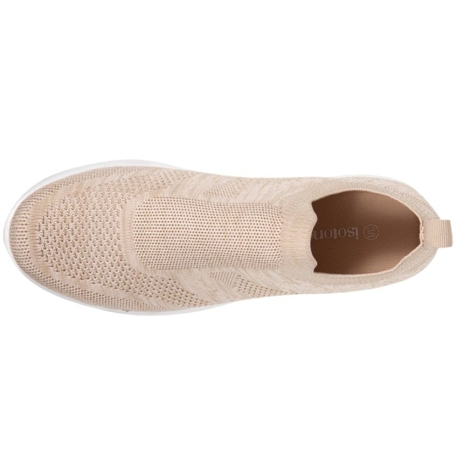 Femme Isotoner | Baskets Confort Femme Slip-On A Bandes Beige