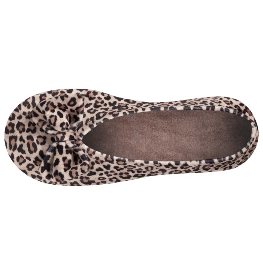 Femme Isotoner | Chaussons Ballerines Femme Grand Noeud Panthere