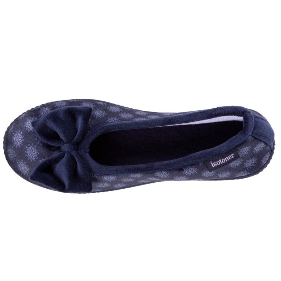 Femme Isotoner | Chaussons Ballerines Talon Femme Marine